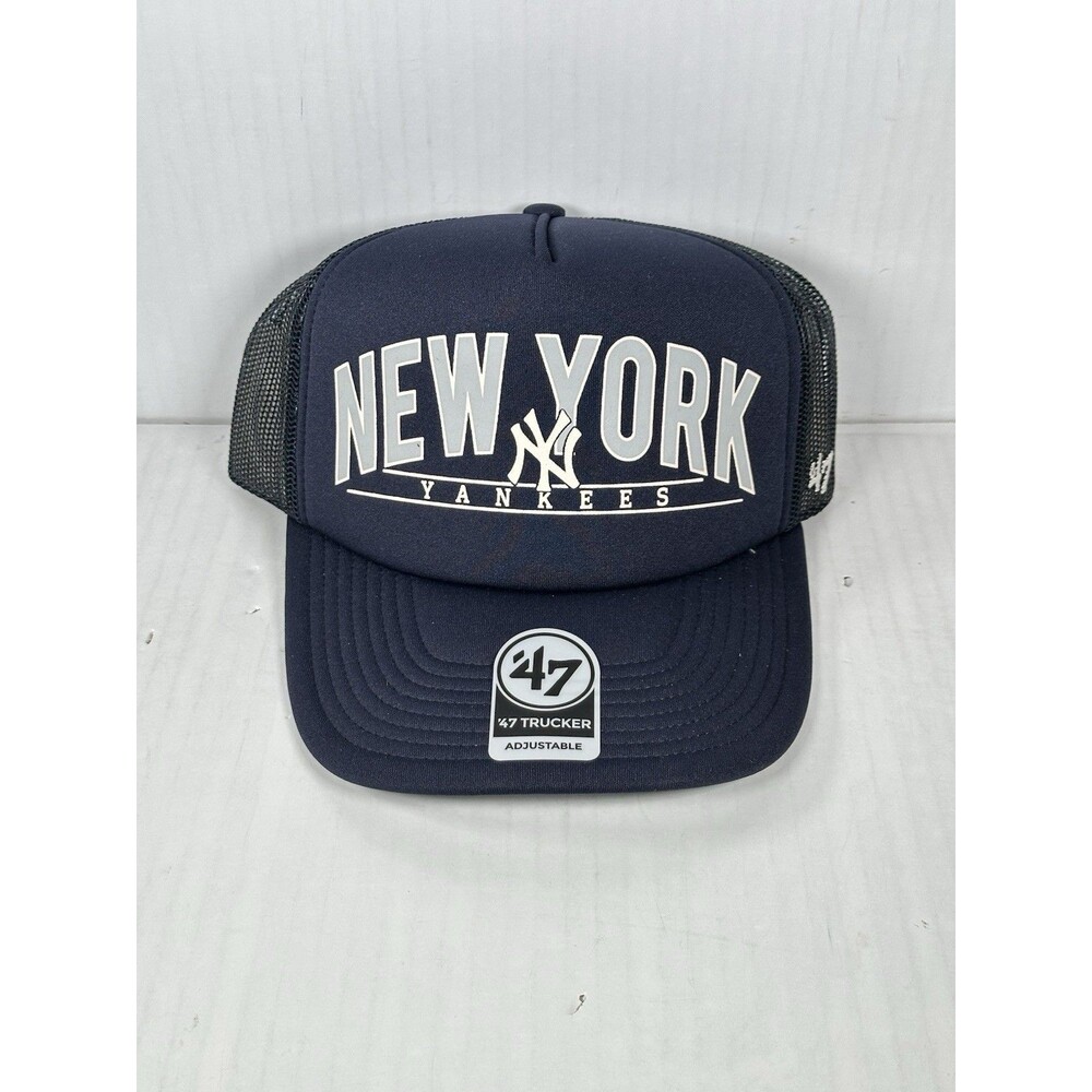New York Yankees ’47 Backhaul Trucker Hat Cap Navy Snapback Mesh Baseball OSFM